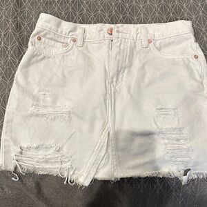 FP Movement by Free People White Distressed Mini Skirt